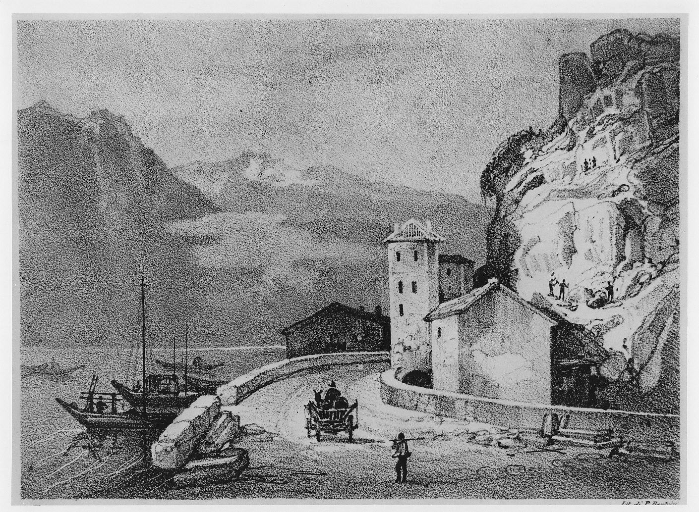 Riva presso Novate Mezzola (stampa) di Elena Giuseppe, Bertotti Pietro (sec. XIX)