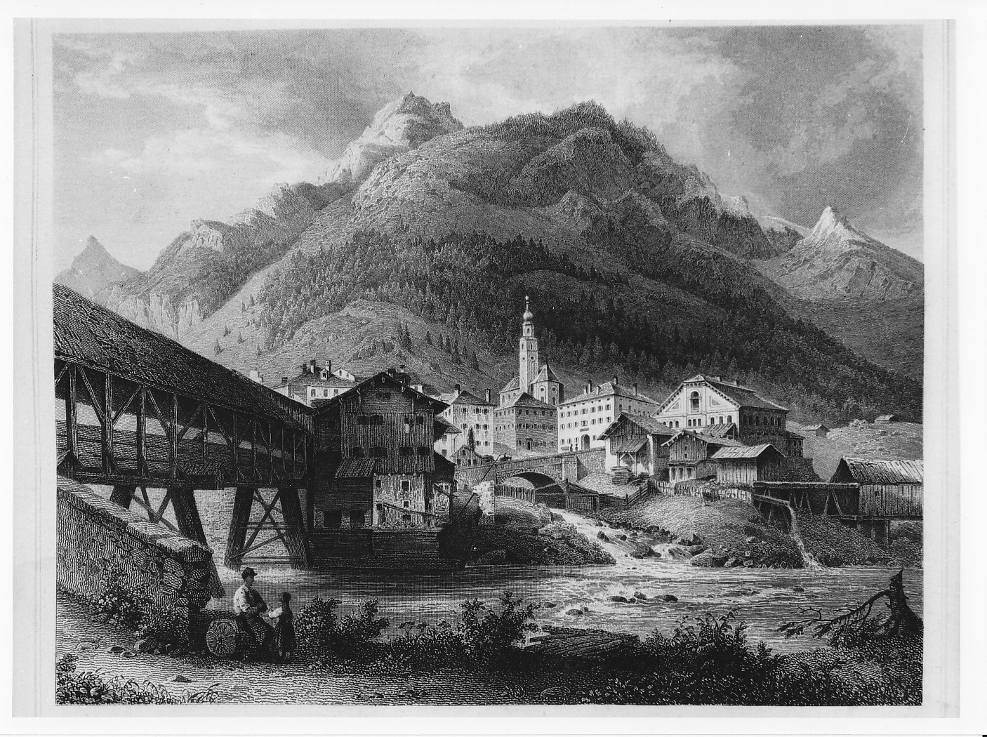 Veduta di Splugen (stampa) di Rohbock L, Lang W (sec. XIX)