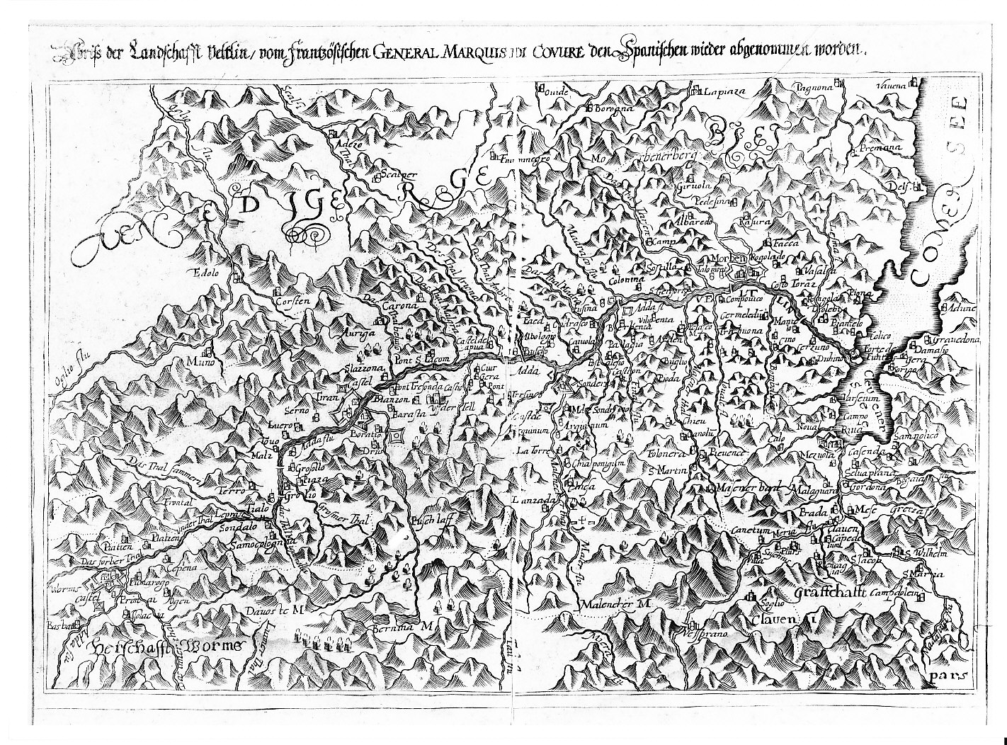 Carta della Valtellina e della Valchiavenna (stampa) - ambito lombardo (sec. XVII)