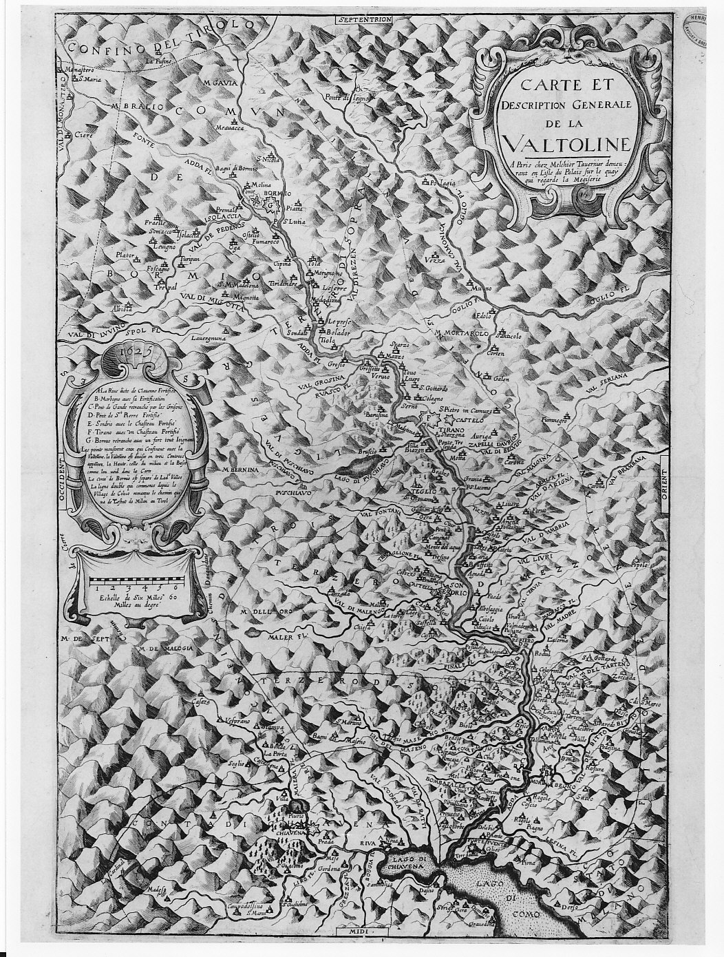 Carta della Valtellina e della Valchiavenna (stampa) - ambito lombardo (sec. XVII)