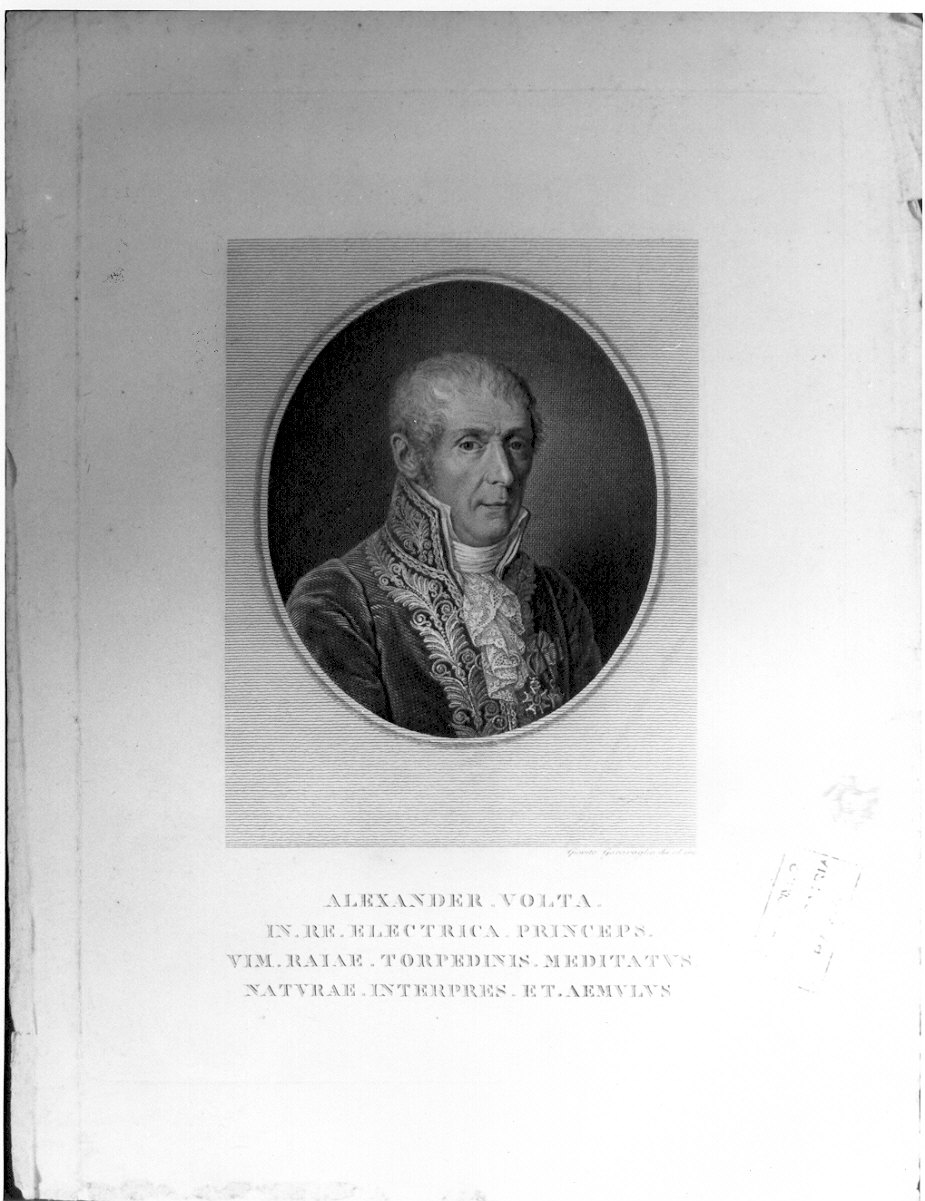 Ritratto di Alessandro Volta, ritratto d'uomo (stampa) di Garavaglia Giovita (sec. XIX)
