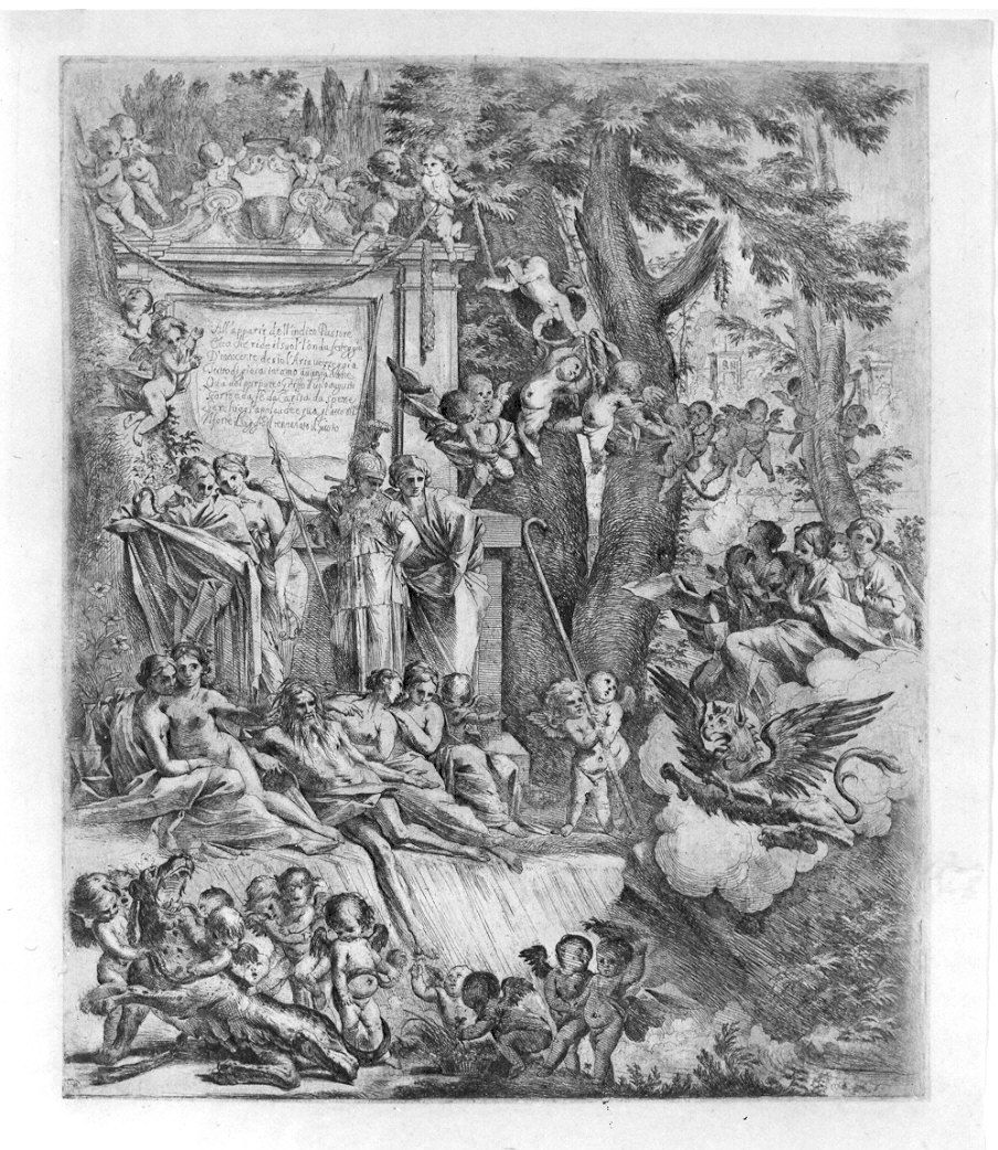 allegoria delle tre Virtù Teologali (stampa) di Testa Pietro (sec. XVII)