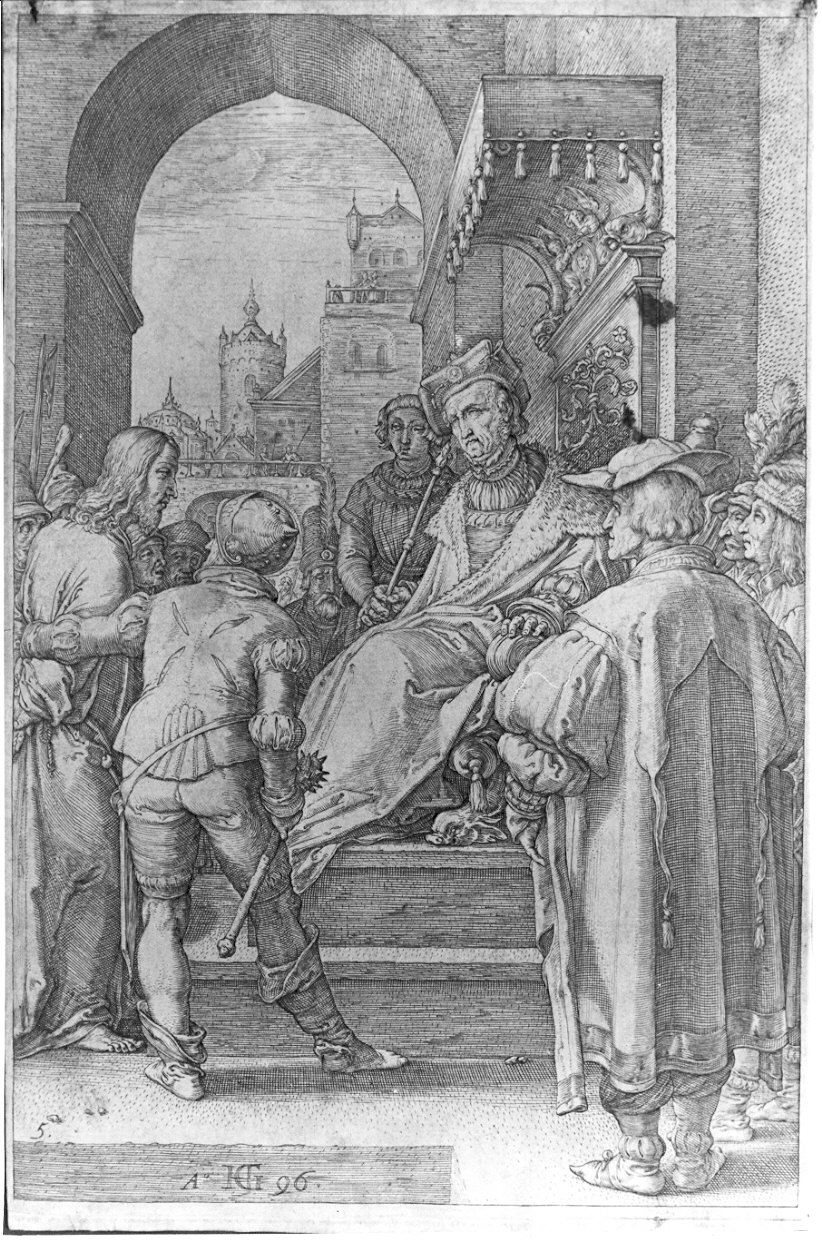 Cristo davanti a Pilato (stampa) di Goltzius Hendrick (sec. XVI)