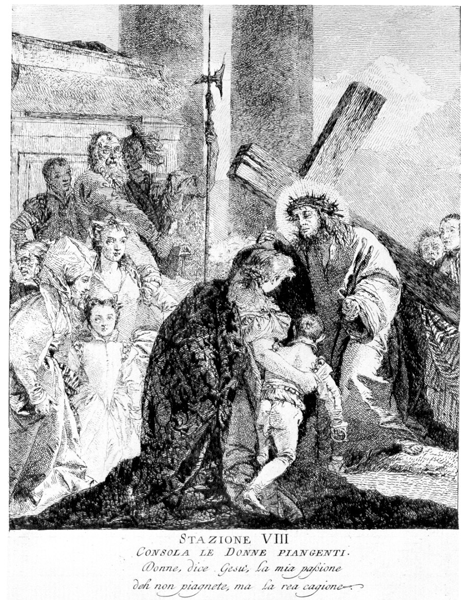 stazione VIII: Gesù consola le donne di Gerusalemme (stampa) di Tiepolo Gian Domenico (sec. XVIII)