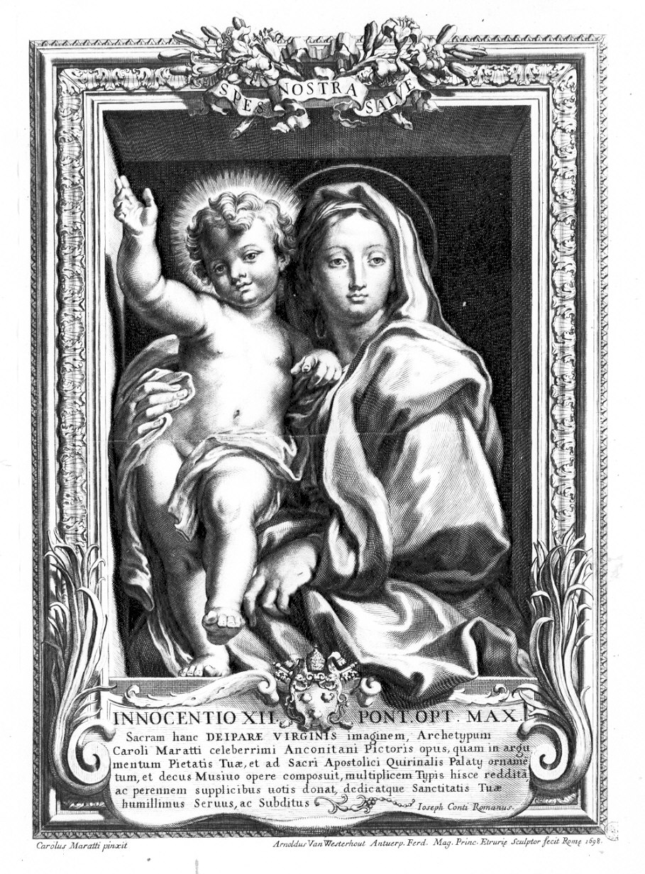 Madonna con Bambino (stampa) di Westerhout Arnold van, Maratta Carlo (sec. XVII)
