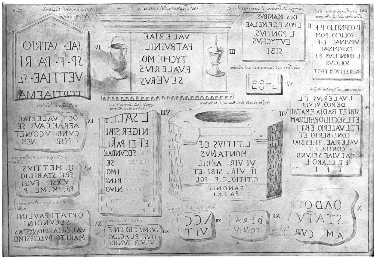 antiche lapidi romane a Pavia (stampa) - ambito italiano (sec. XVIII)