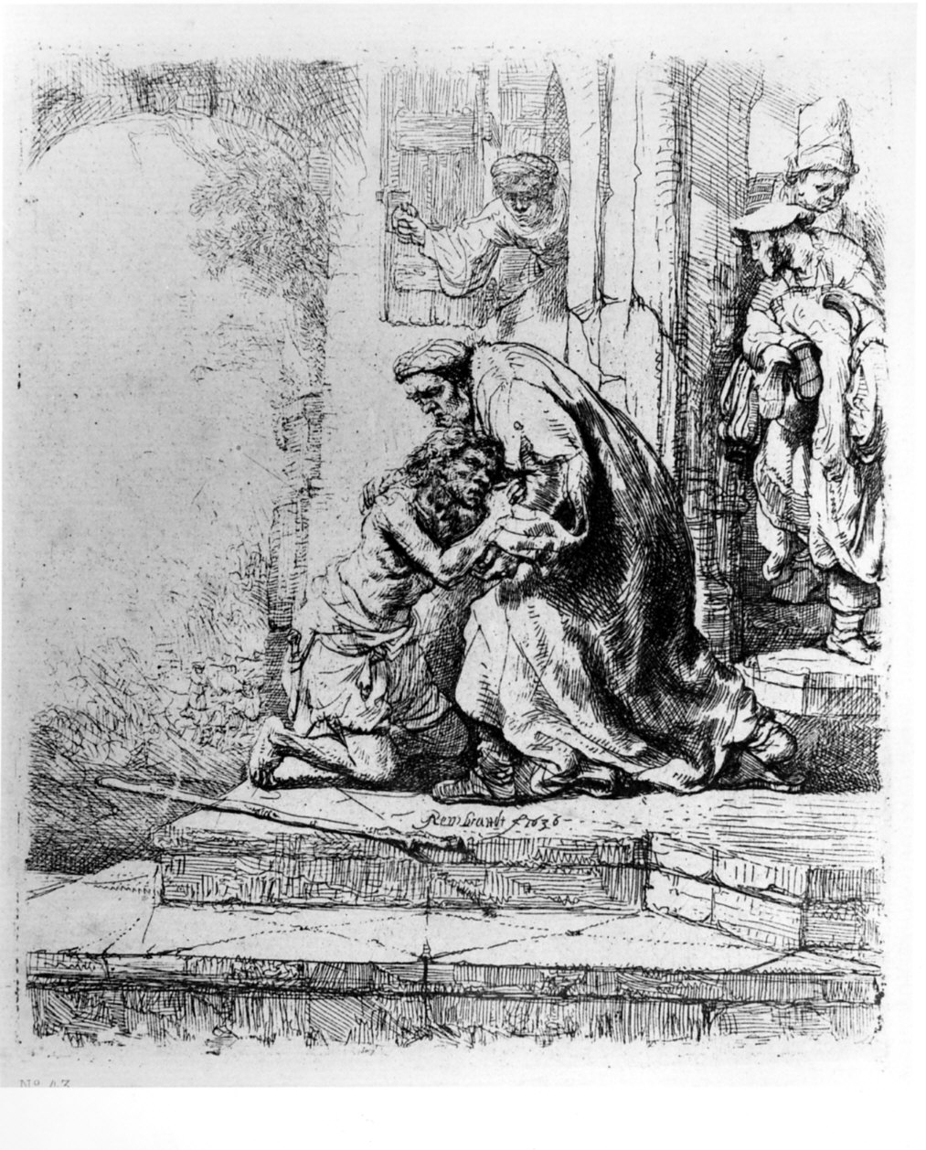 ritorno del figliol prodigo (stampa) di Rembrandt (sec. XVII)