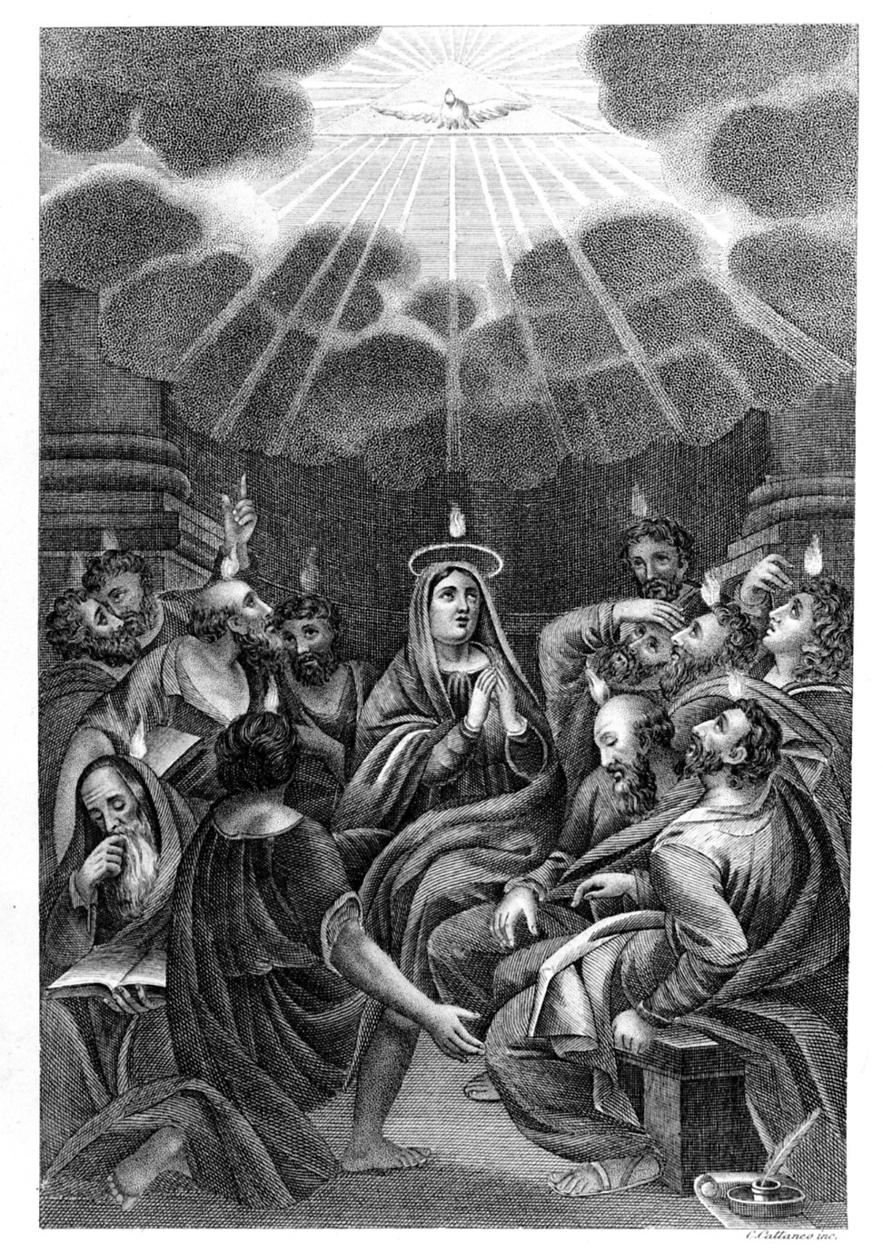 Pentecoste (stampa) di Cattaneo C (sec. XIX)