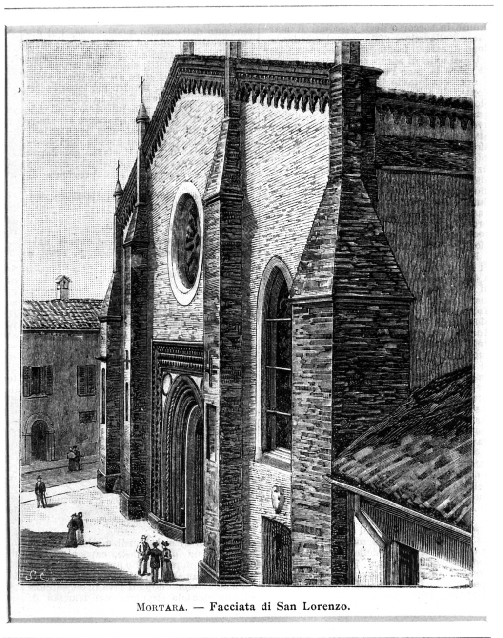 Veduta della chiesa di San Lorenzo a Mortara (stampa) - ambito lombardo (sec. XIX)