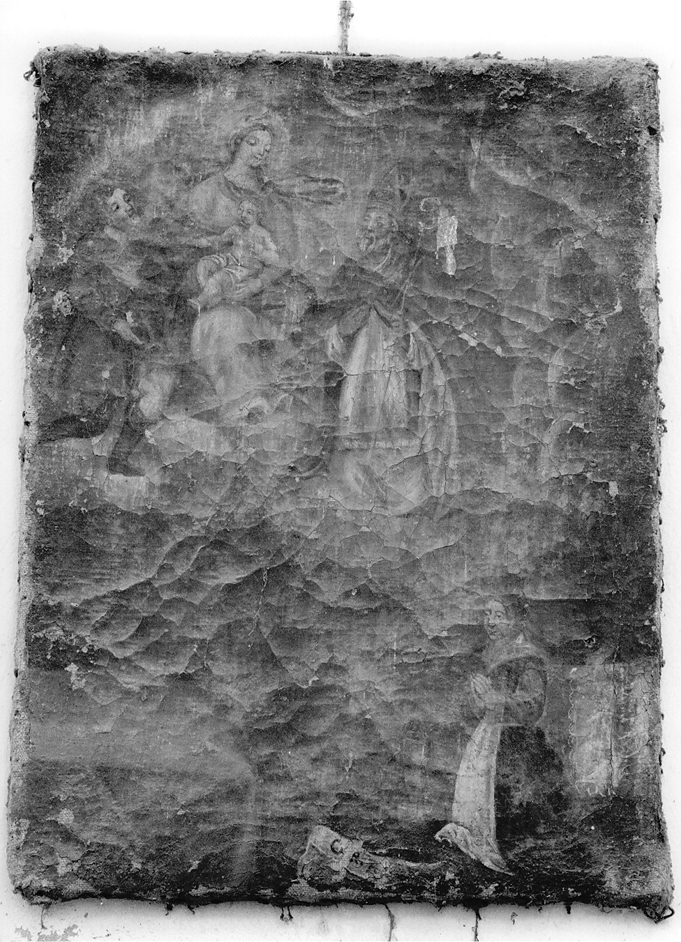 ringraziamento alla Madonna e Santi per Grazia ricevuta (ex voto, opera isolata) - ambito lombardo (sec. XVII)