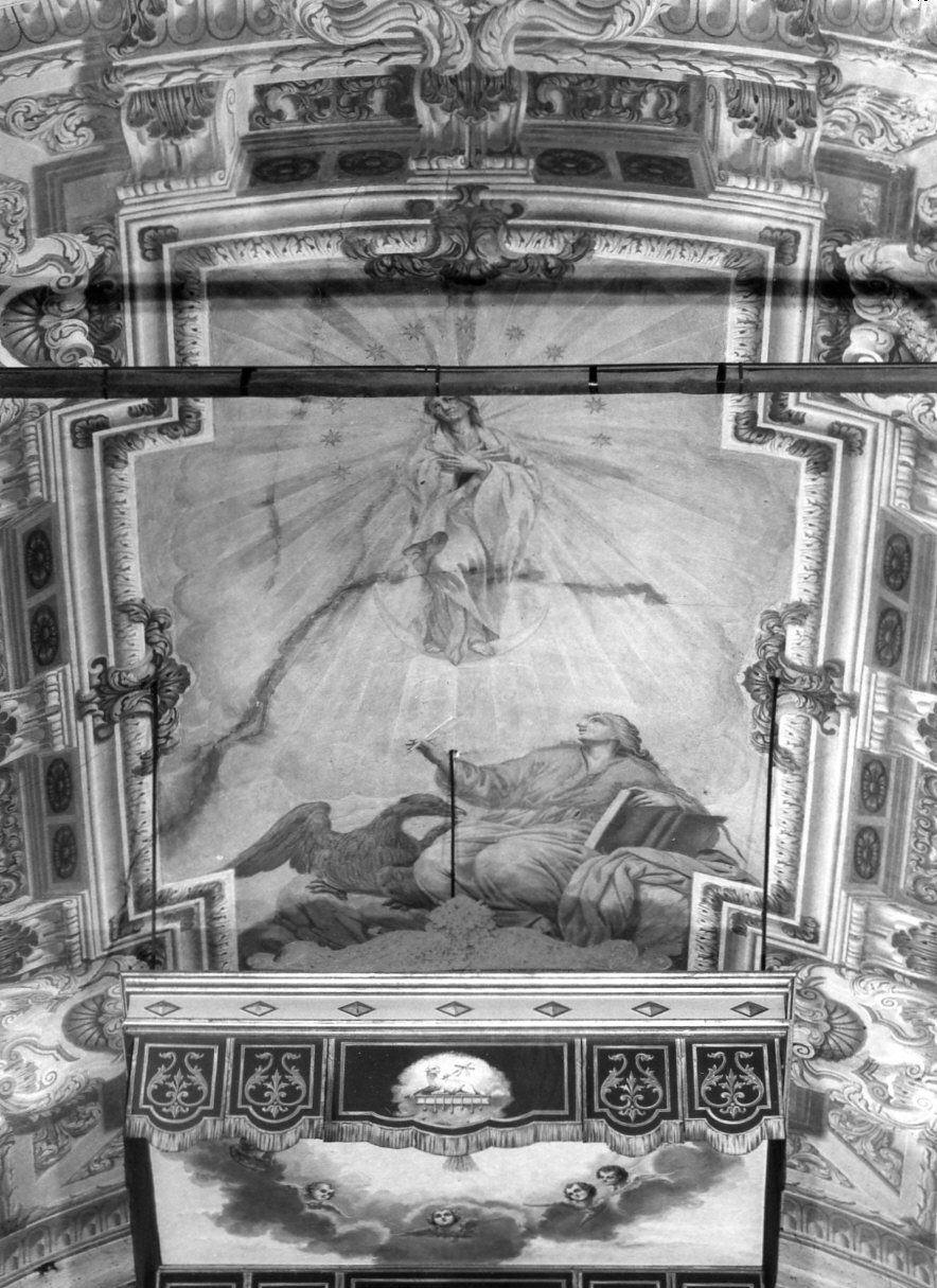 Madonna Immacolata appare a San Giovanni Evangelista nell'isola di Patmos (dipinto murale, elemento d'insieme) di Muttoni Giovanni Battista (sec. XVIII)