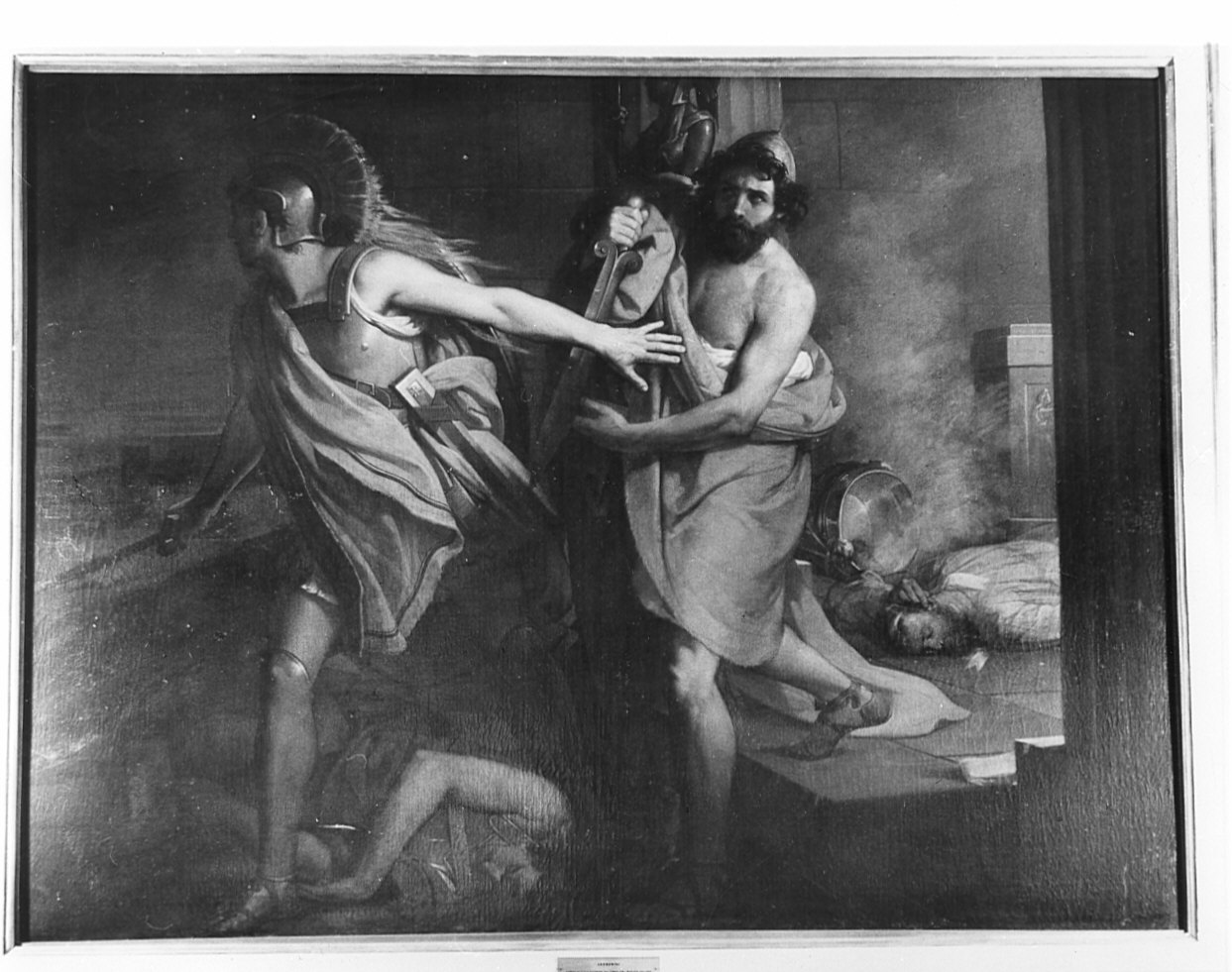 Diomede ed Ulisse ritornano dal tempio con l'involata di Palladio, Diomede e Ulisse trafugano il palladio (dipinto) di Garberini Giovan Battista (sec. XIX)