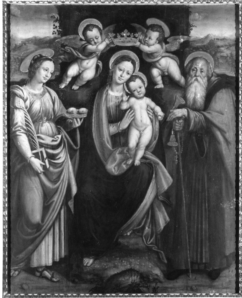 Madonna con Bambino e i santi Agata e Antonio Abate (dipinto, opera isolata) - ambito lombardo-piemontese (metà sec. XVI)