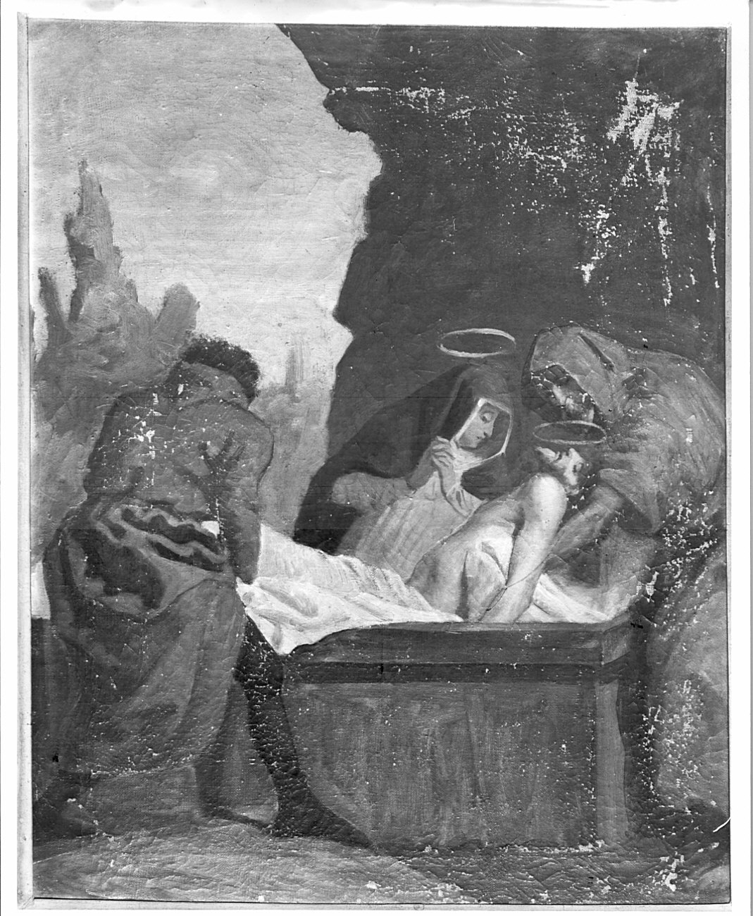 stazione XIV: Gesù deposto nel sepolcro (dipinto) - ambito lombardo (sec. XIX)