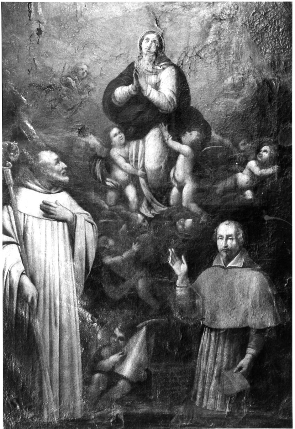 Madonna con San Bernardo e un cardinale (dipinto, opera isolata) - ambito lombardo (sec. XVIII)