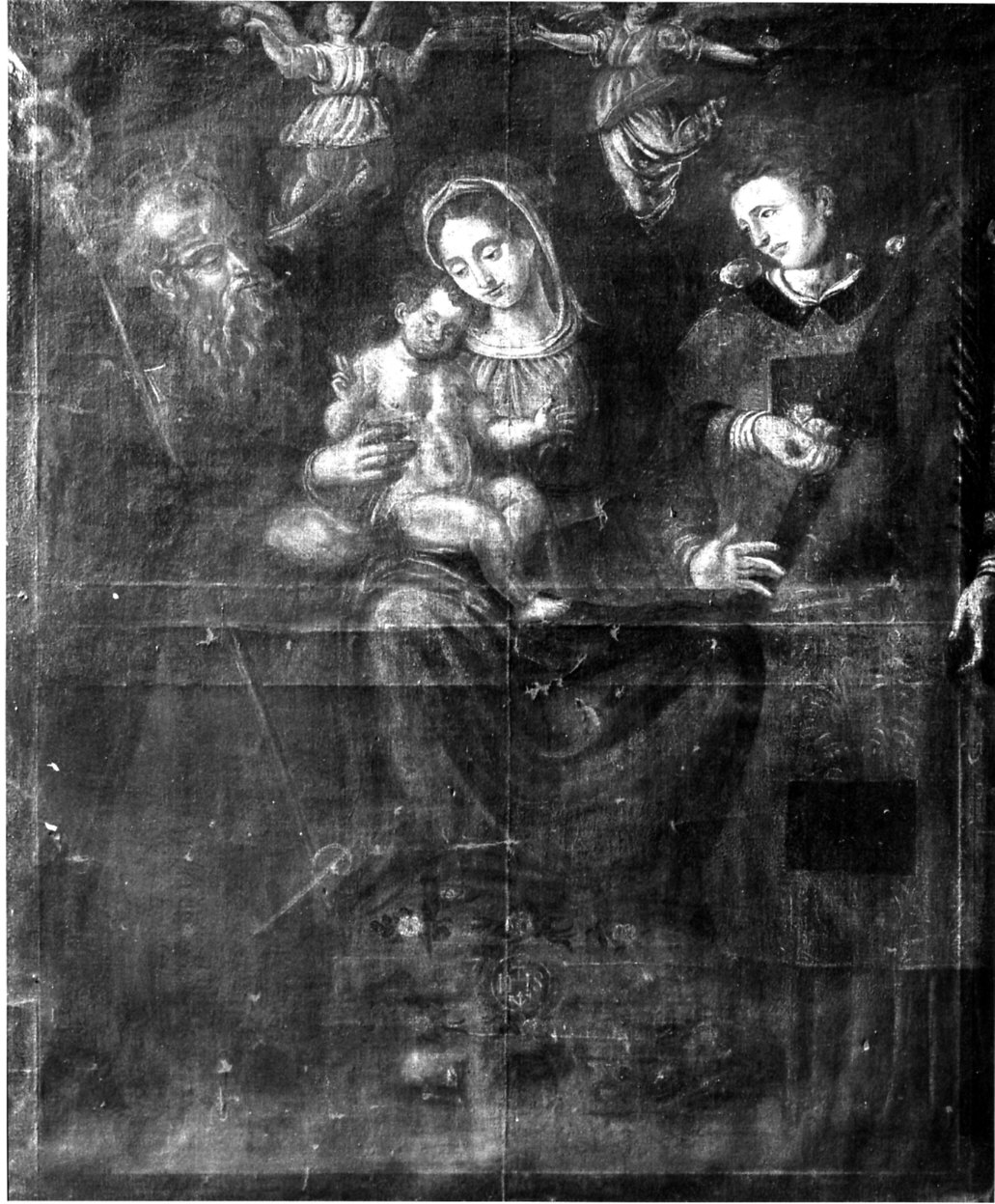Madonna con Bambino e i santi Antonio e Stefano (dipinto, opera isolata) - ambito lombardo (sec. XVII)