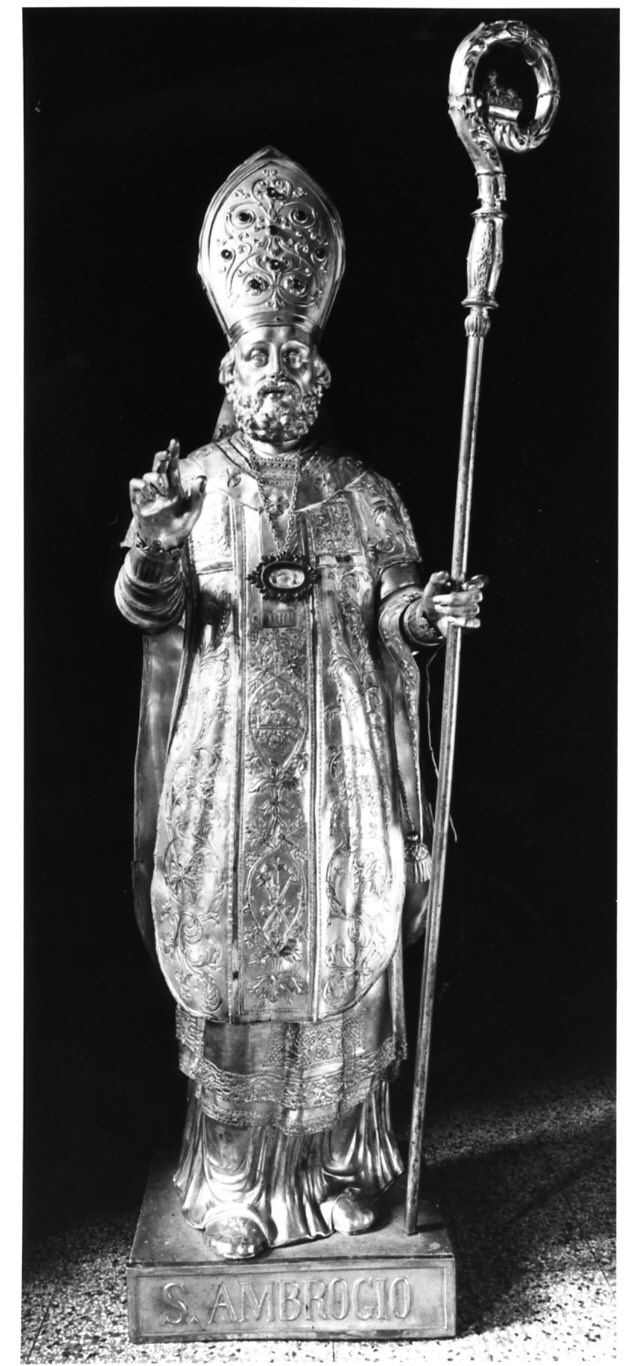 Sant'Ambrogio (reliquiario - a statua, opera isolata) - bottega italiana (sec. XIX)