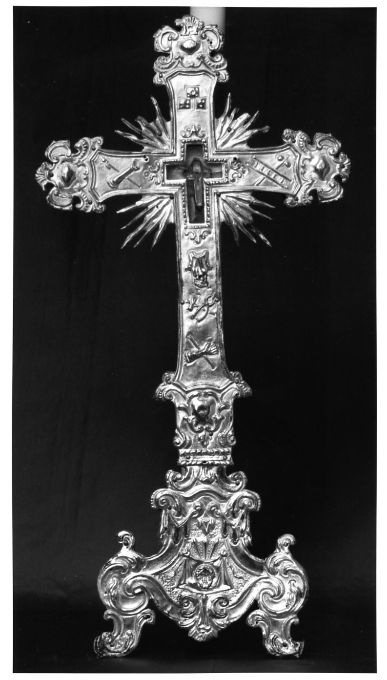 reliquiario - a croce, opera isolata - bottega lombarda (fine/inizio secc. XVIII/ XIX)