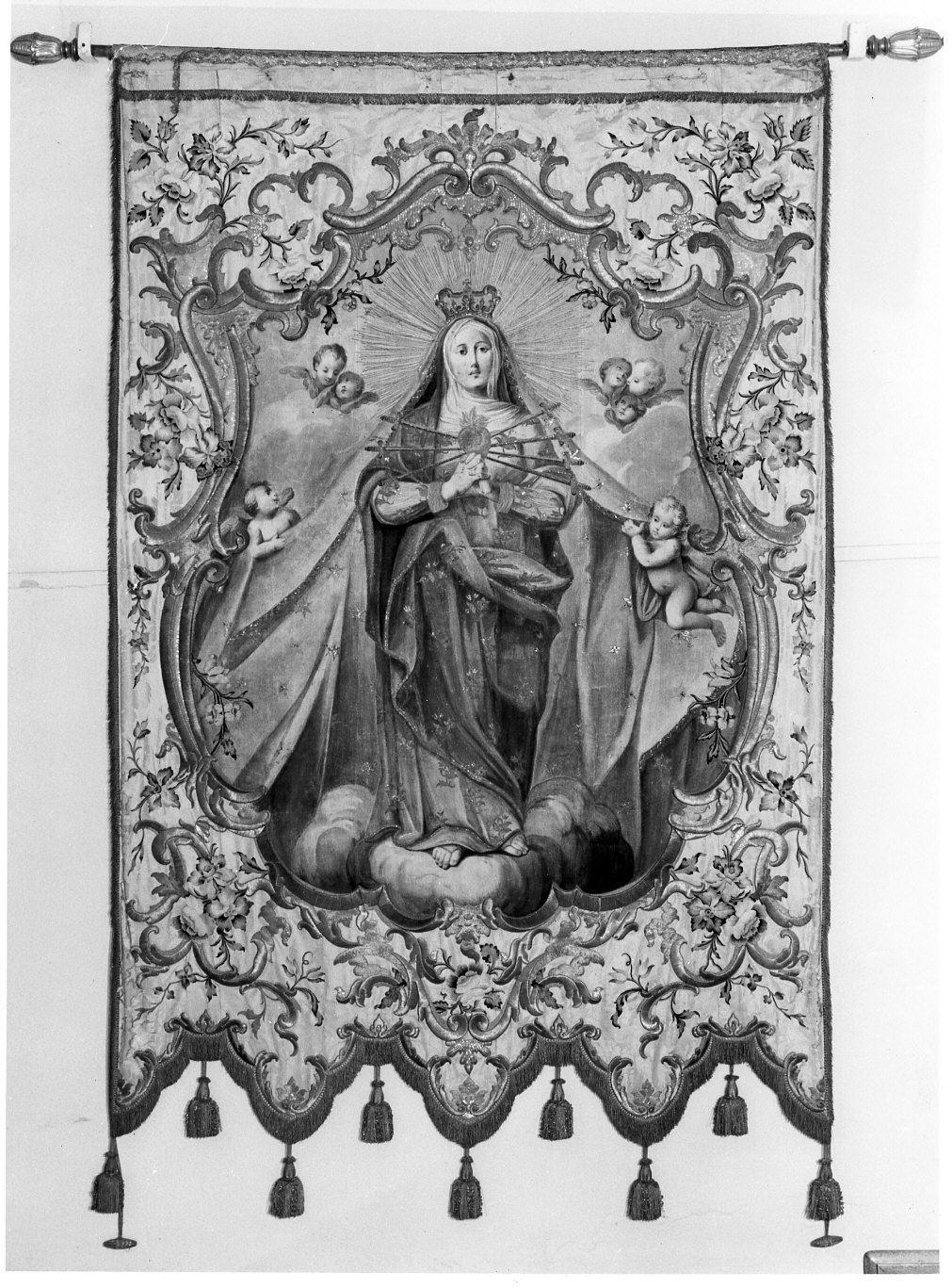 Madonna e vescovo (stendardo processionale) - bottega lombarda (sec. XVIII)