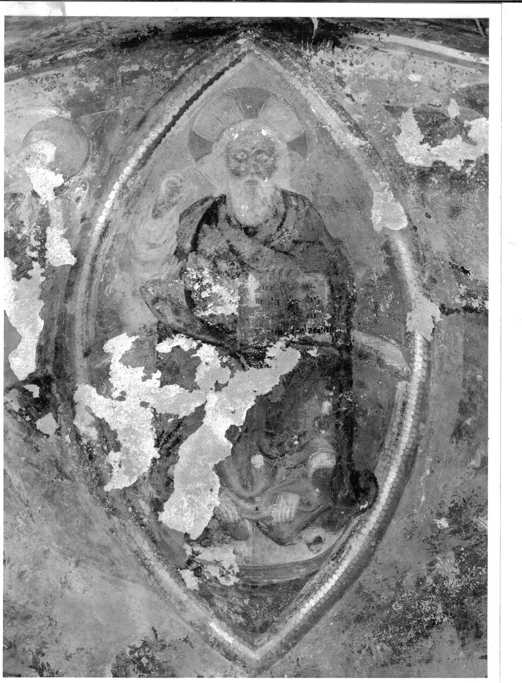 Dio Padre benedicente (dipinto murale) - bottega lombarda (sec. XIV, sec. XV)