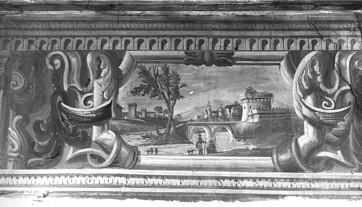 architettura illusionistica/ paesaggi (dipinto murale, elemento d'insieme) - ambito lombardo (fine sec. XVIII)