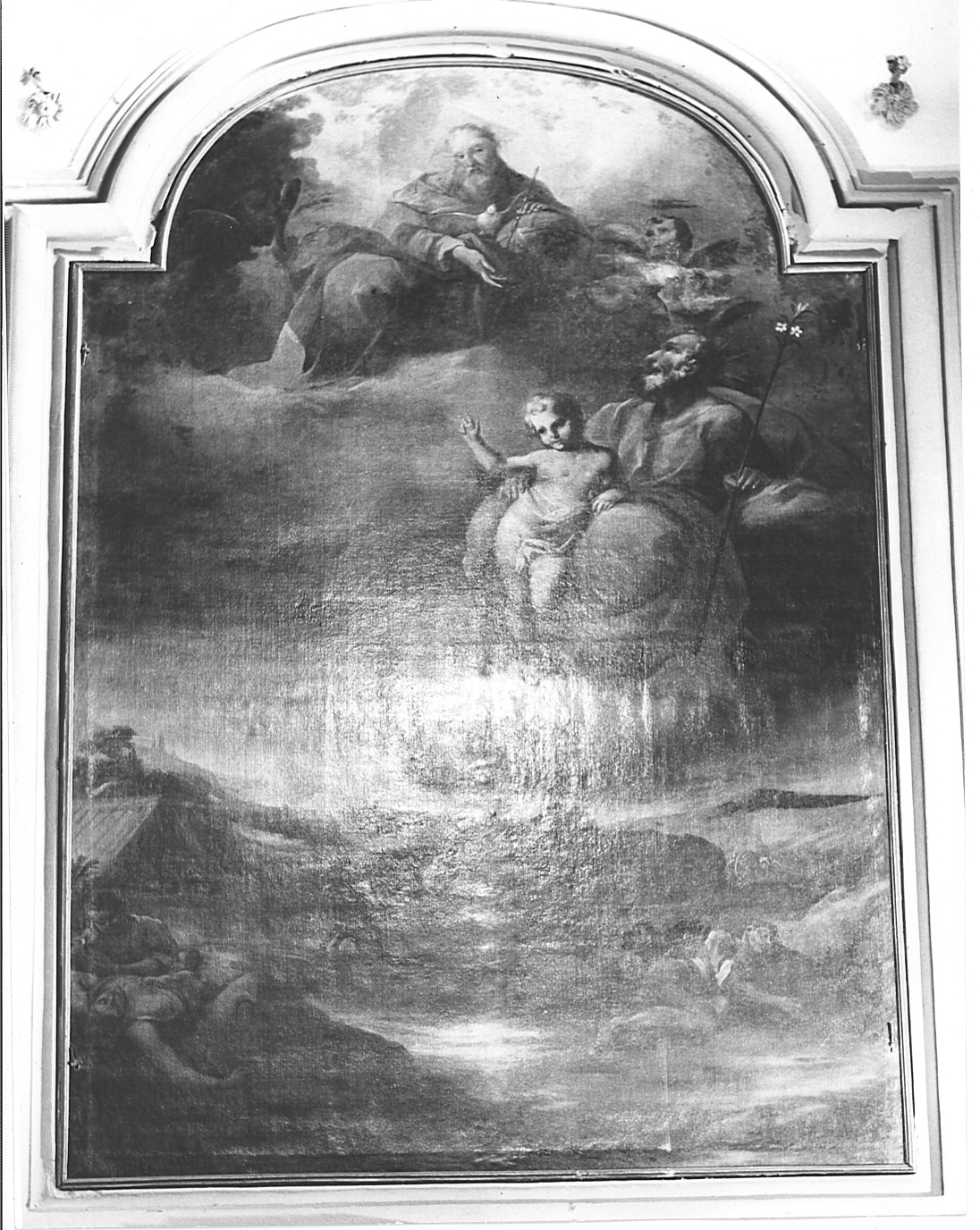 San Giuseppe intercede presso Dio Padre per gli appestati (dipinto, opera isolata) - ambito lombardo (metà sec. XVIII)