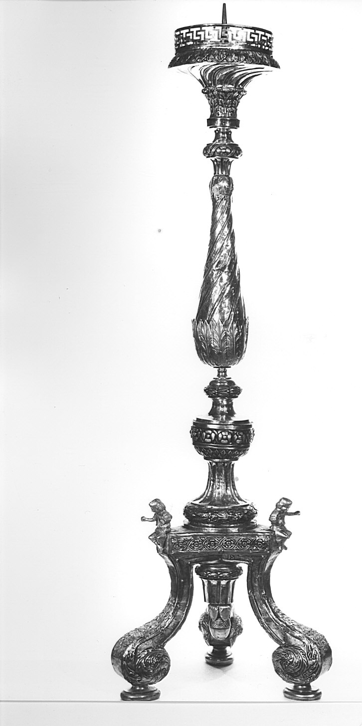 candeliere d'altare, serie - bottega lombarda (fine/inizio secc. XIX/ XX)
