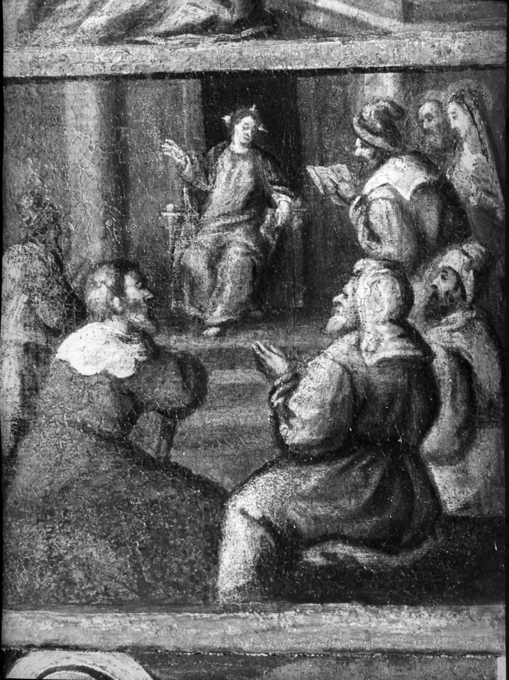 disputa di Gesù con i dottori nel tempio (dipinto, elemento d'insieme) - ambito lombardo (sec. XVIII)