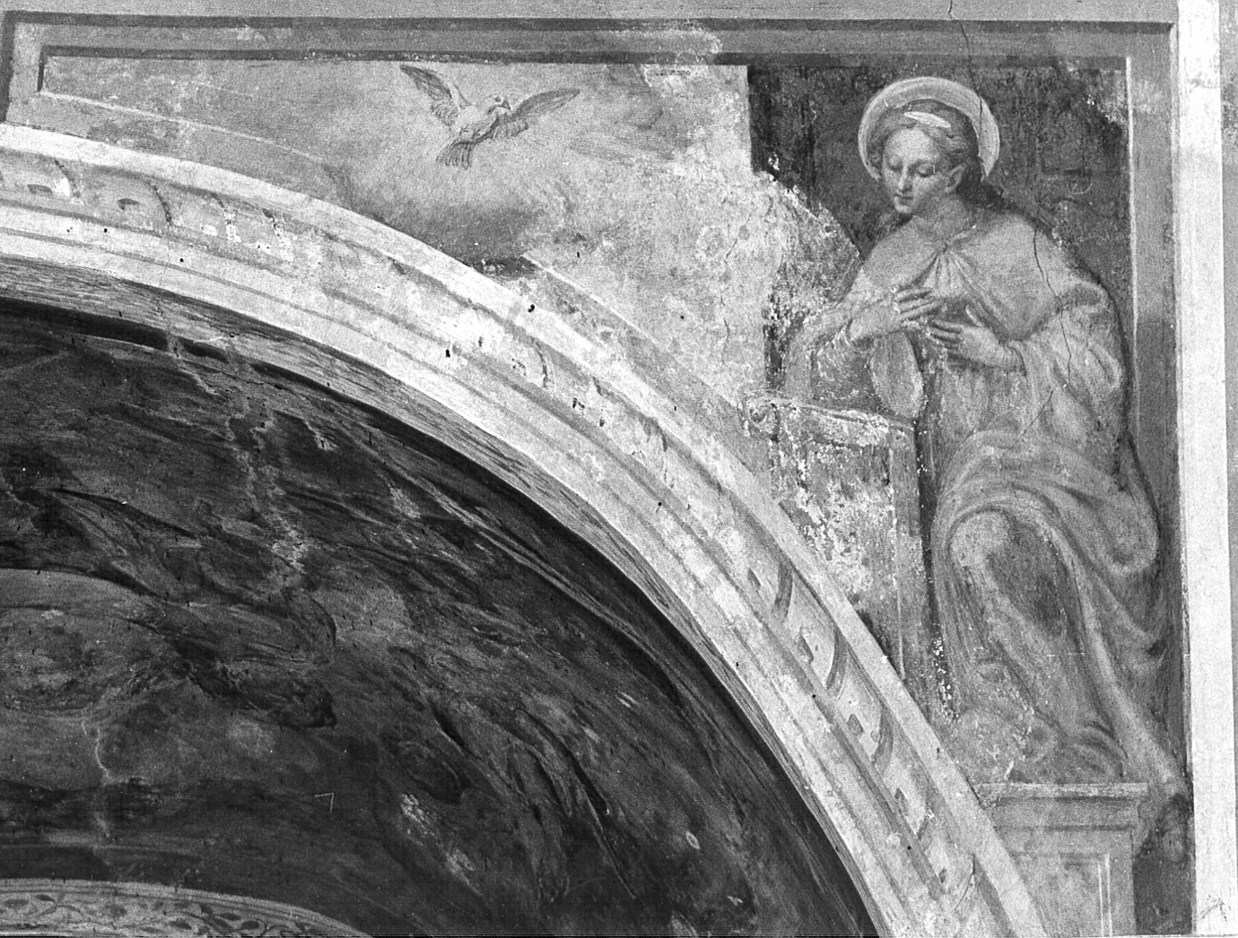 Madonna annunciata (decorazione pittorica, elemento d'insieme) - ambito lombardo (prima metà sec. XVII)