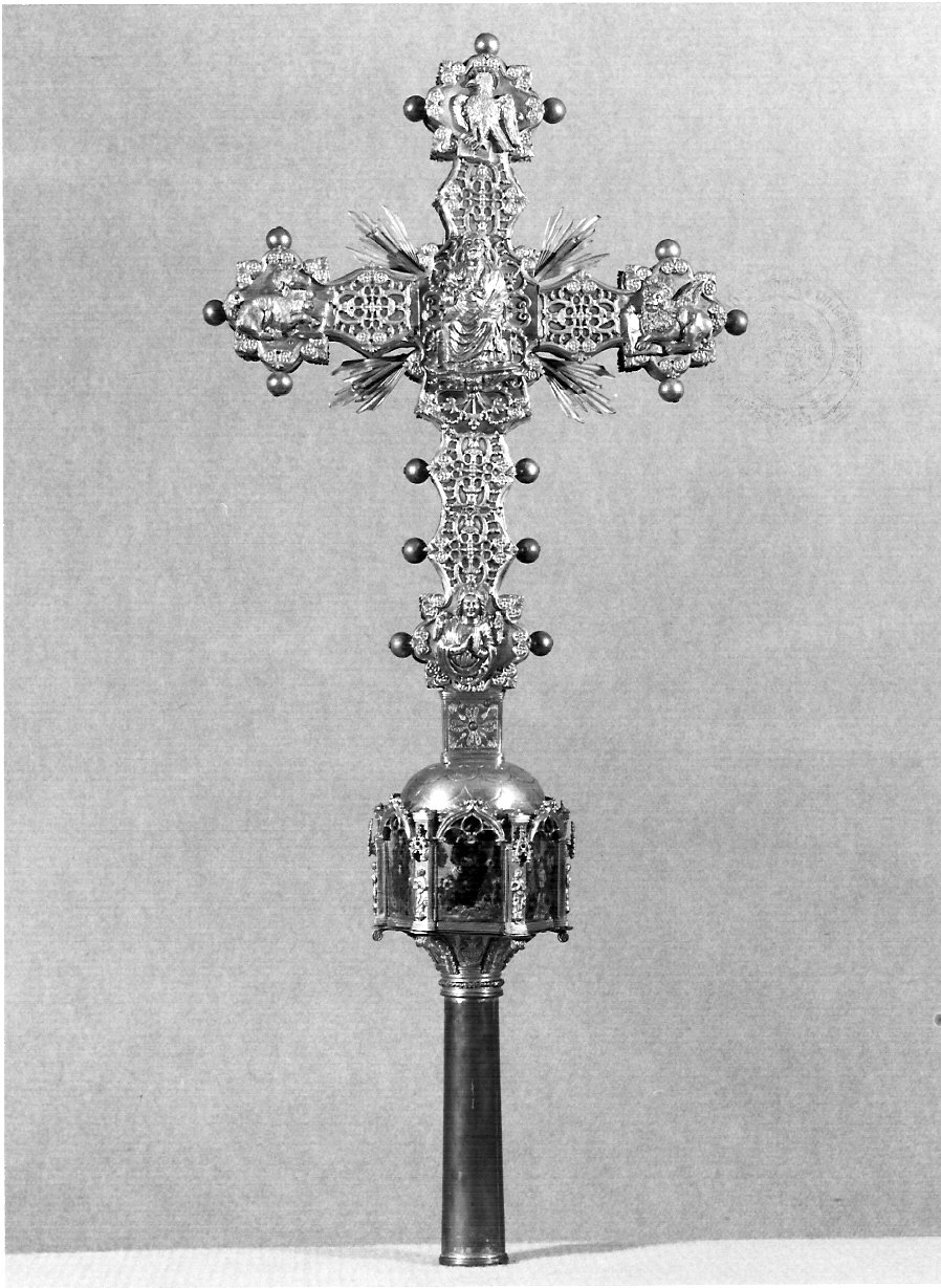 croce processionale, elemento d'insieme - bottega lombarda (fine/inizio secc. XV/ XVI)