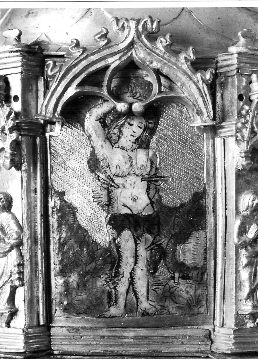 San Sebastiano (placchetta di croce processionale, elemento d'insieme) - bottega lombarda (fine/inizio secc. XV/ XVI)
