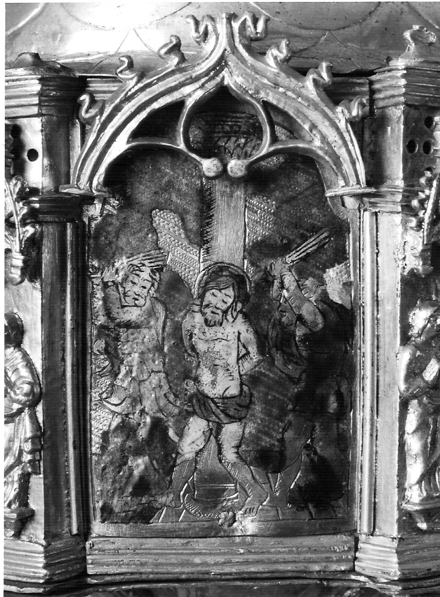 flagellazione di Cristo (placchetta di croce processionale, elemento d'insieme) - bottega lombarda (fine/inizio secc. XV/ XVI)