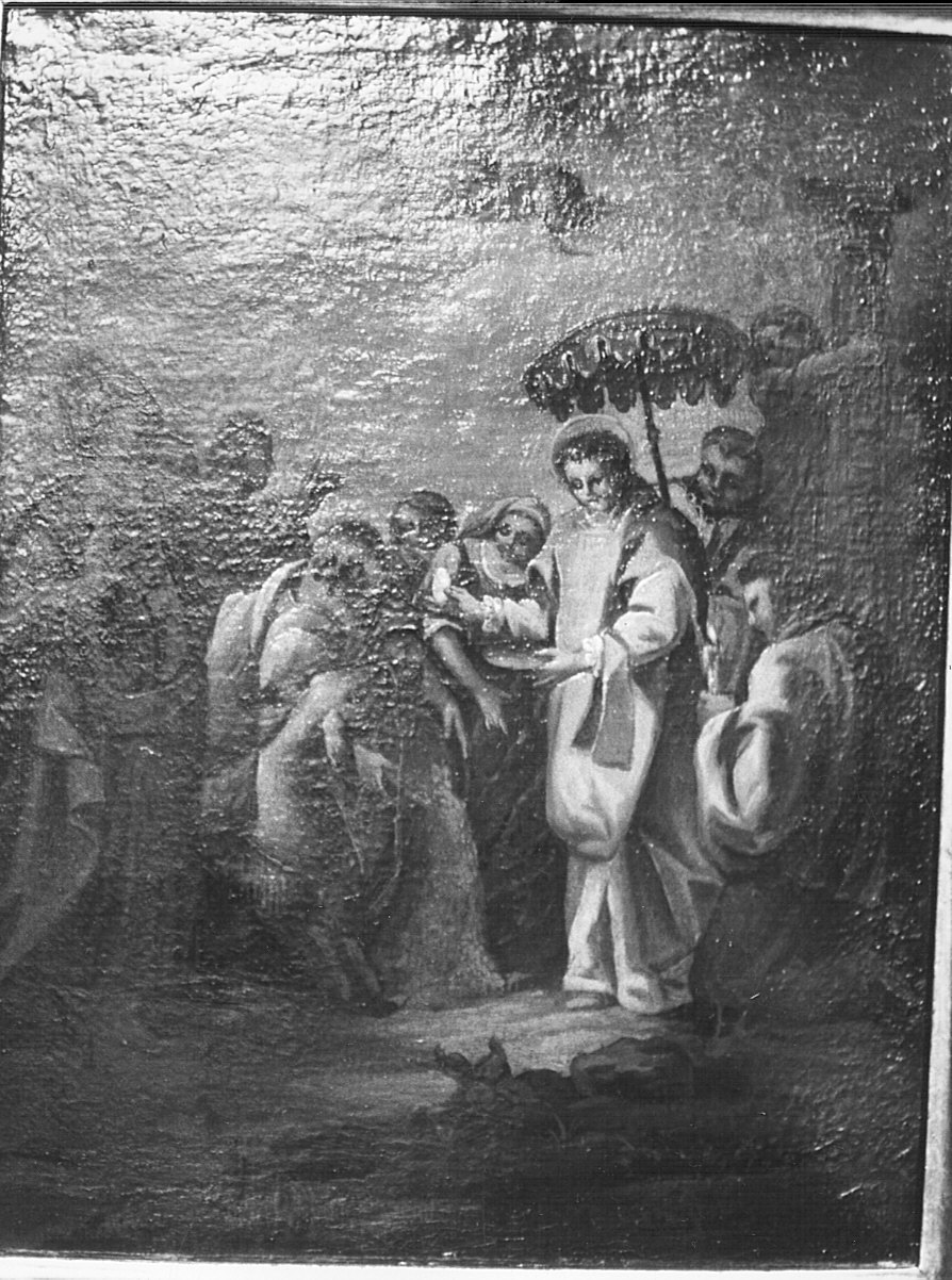 Sant'Antonio da Padova e il miracolo dell'asino (dipinto, opera isolata) - ambito lombardo (sec. XVIII)