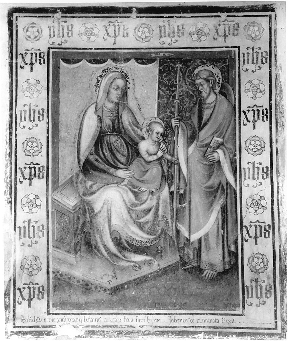 Madonna con Bambino con San Giacomo (dipinto murale, opera isolata) di Giovanni da Caminata (sec. XV)