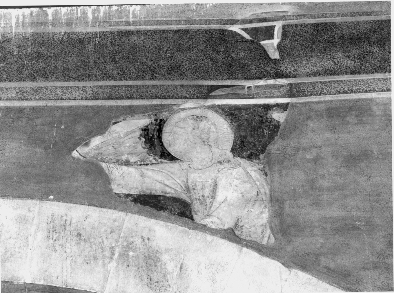 angelo annunciante (dipinto murale) di Maestro della Tomba Fissiraga (attribuito) (secondo quarto sec. XIV)