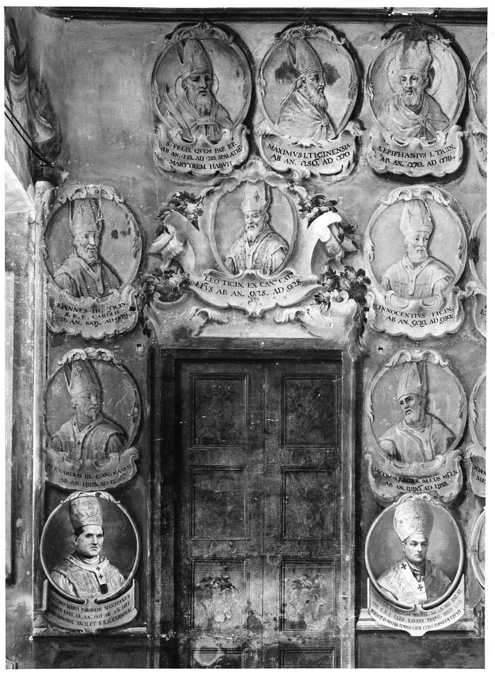 ritratti di vescovi pavesi (dipinto murale) di Biella Felice (sec. XVIII)