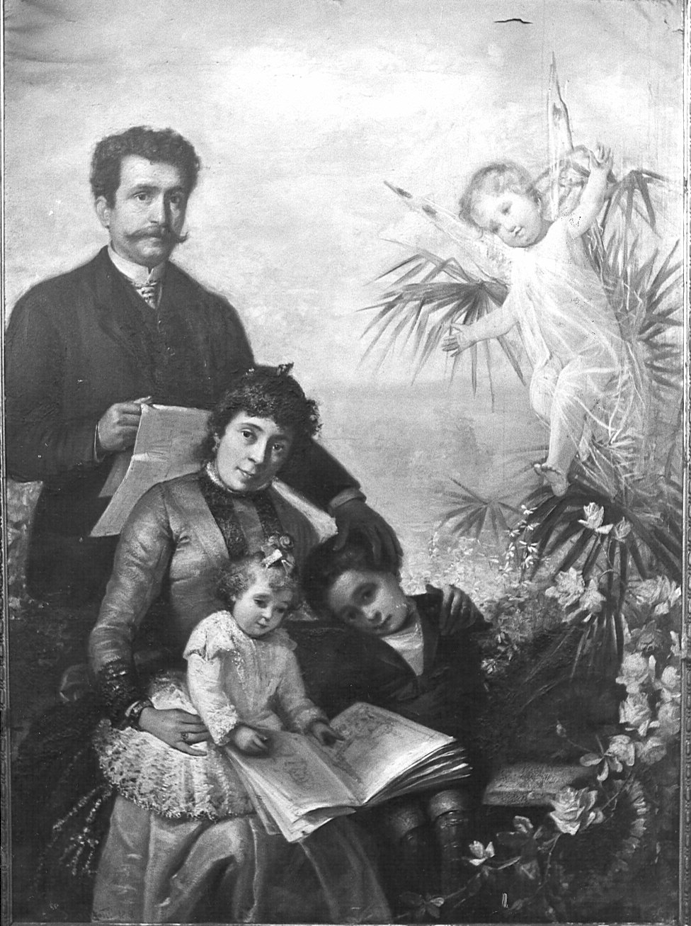 La Famiglia Basletta, famiglia (dipinto) di Boniforti Vincenzo (attribuito) (sec. XIX)