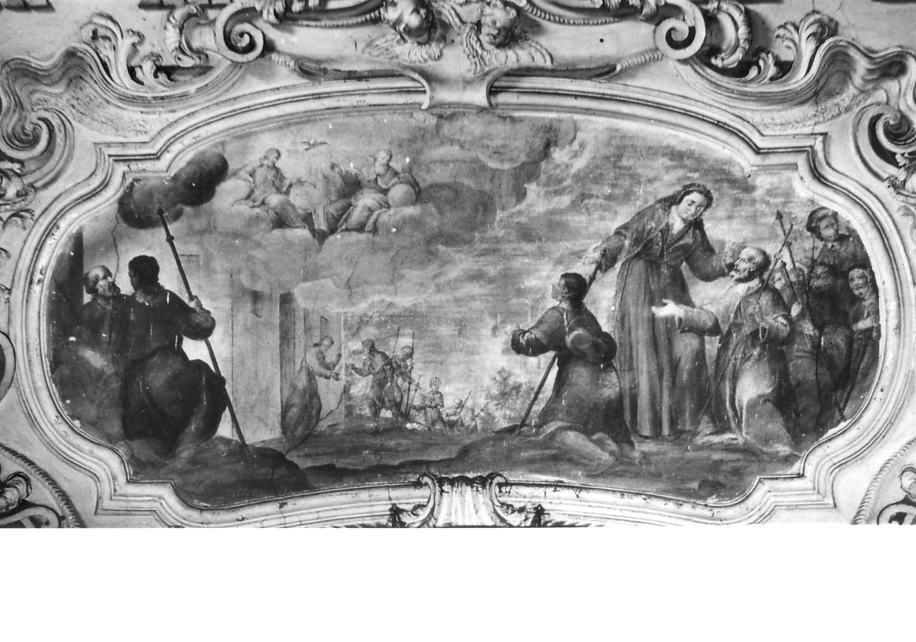 I confratelli della SS.Trinità accolgono i pellegrini (dipinto, opera isolata) di Crastona Giuseppe (attribuito) (fine/inizio secc. XVII/ XVIII)