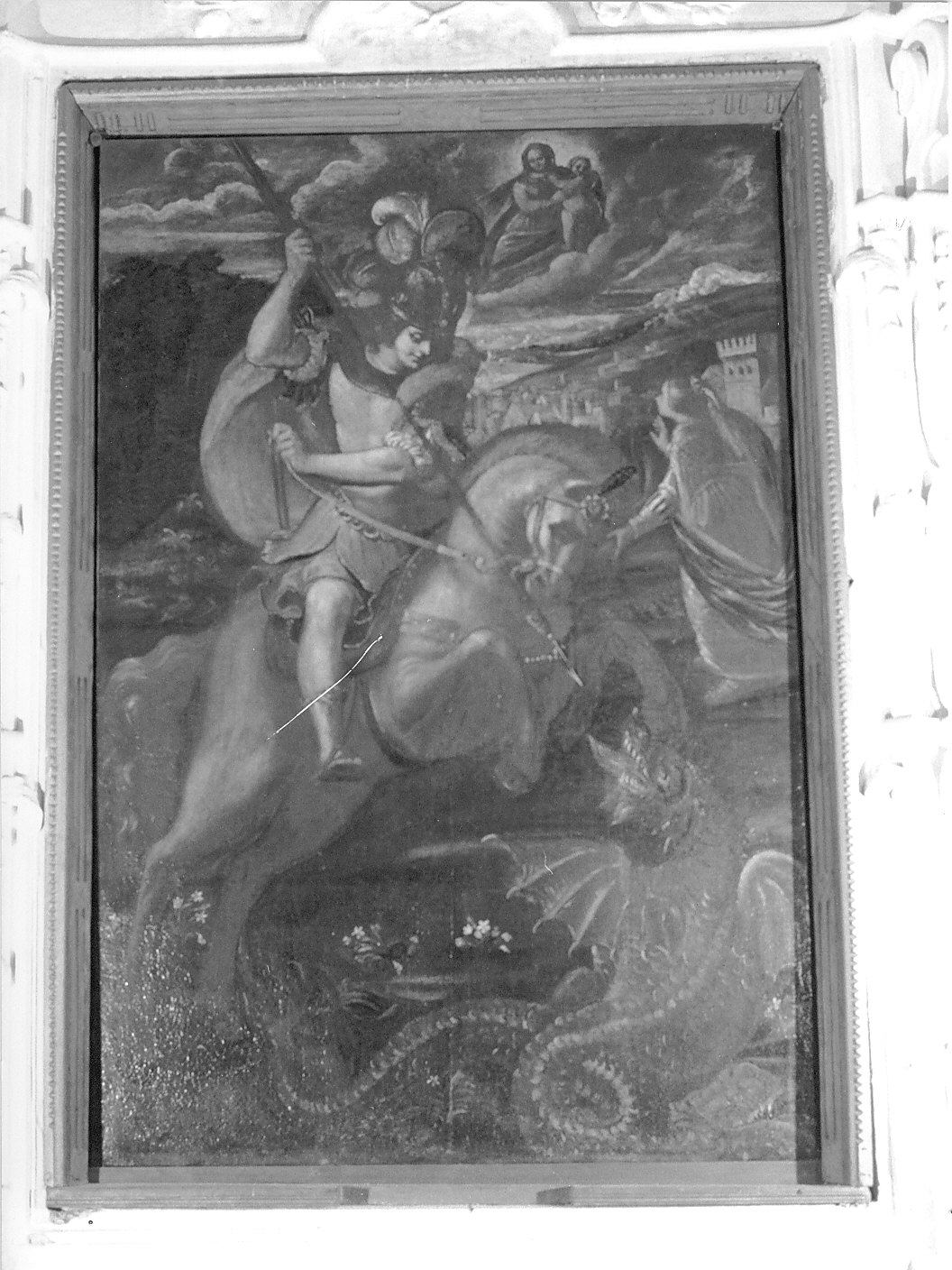 San Giorgio uccide il drago (dipinto, opera isolata) - ambito lombardo (sec. XVI)