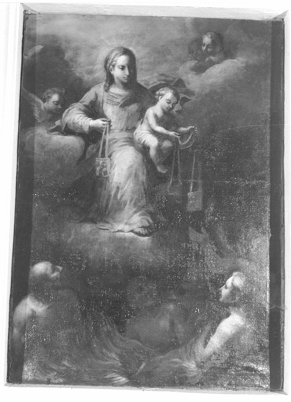 Madonna del Carmelo intercede per le anime del purgatorio (dipinto) - ambito lombardo (sec. XVII)