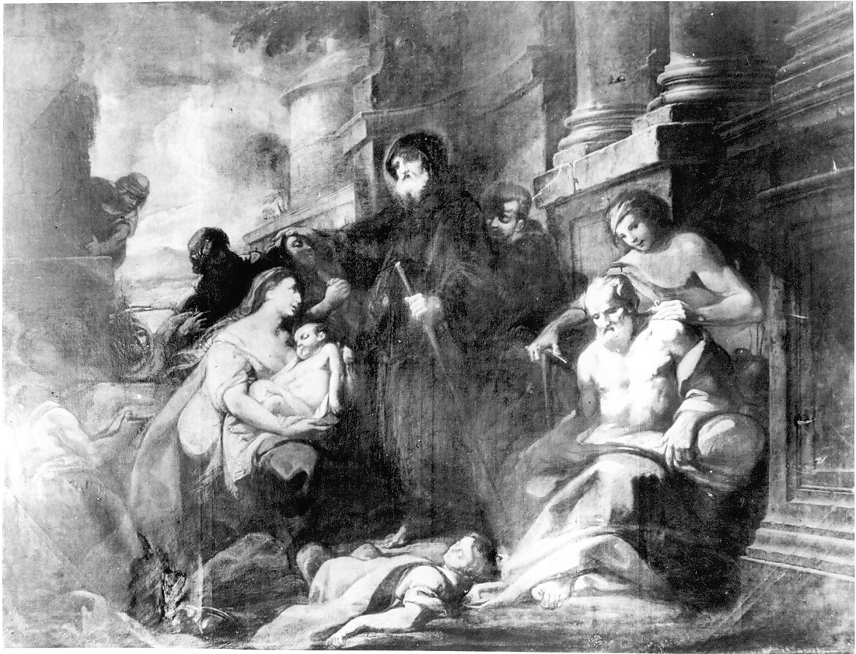 San Francesco da Paola guarisce gli infermi (dipinto, elemento d'insieme) di Gilardi Pietro (attribuito) (prima metà sec. XVIII)