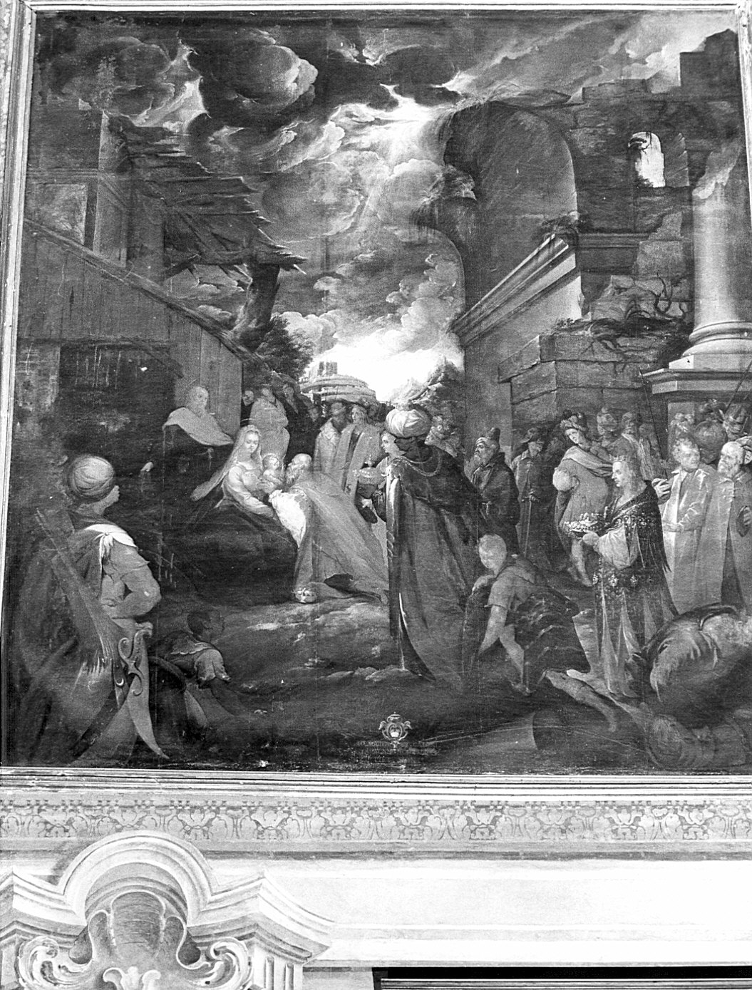 adorazione dei Re Magi (dipinto) di Carpinoni Domenico (sec. XVII)