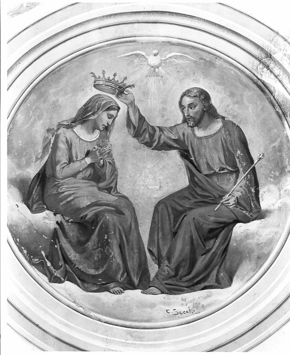 incoronazione di Maria Vergine (dipinto murale) di Secchi Cesare (attribuito) (sec. XX)