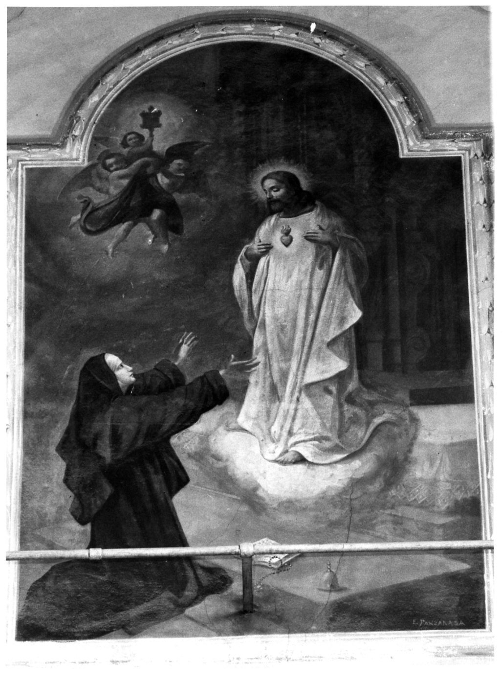 apparizione di Cristo a Santa Margherita da Cortona (dipinto murale, elemento d'insieme) - ambito lombardo (fine/inizio secc. XIX/ XX)