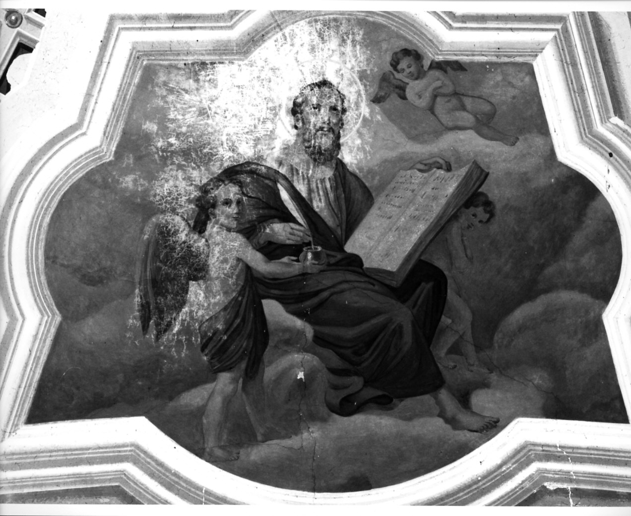 San Matteo e l'angelo (dipinto murale, elemento d'insieme) - ambito italiano (sec. XIX)