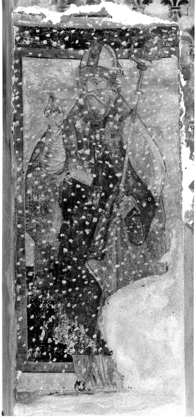 Santo vescovo (dipinto murale, opera isolata) - ambito lombardo (ultimo quarto sec. XV)