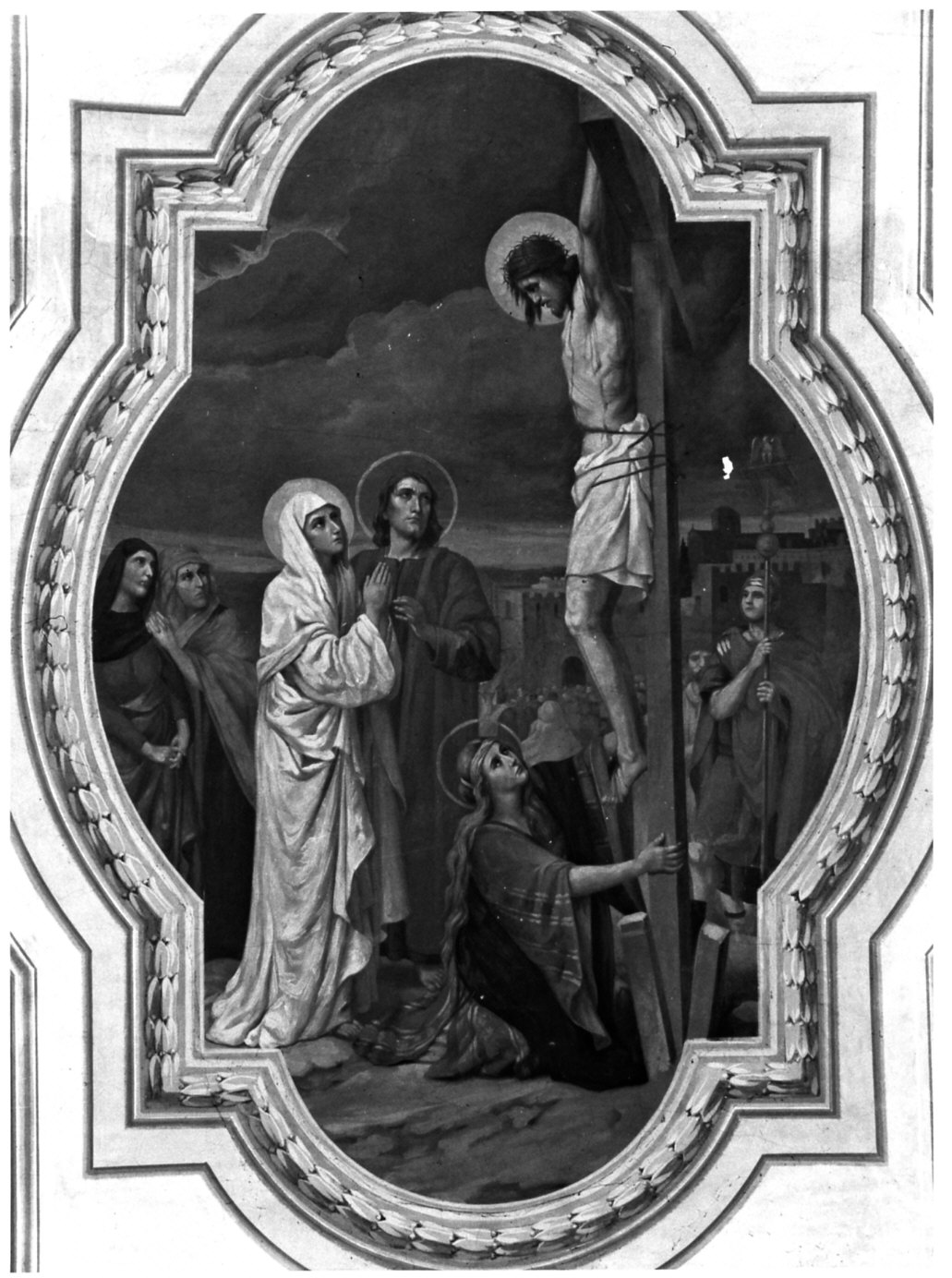 crocifissione di Cristo (dipinto murale, elemento d'insieme) - ambito italiano (fine/inizio secc. XIX/ XX)