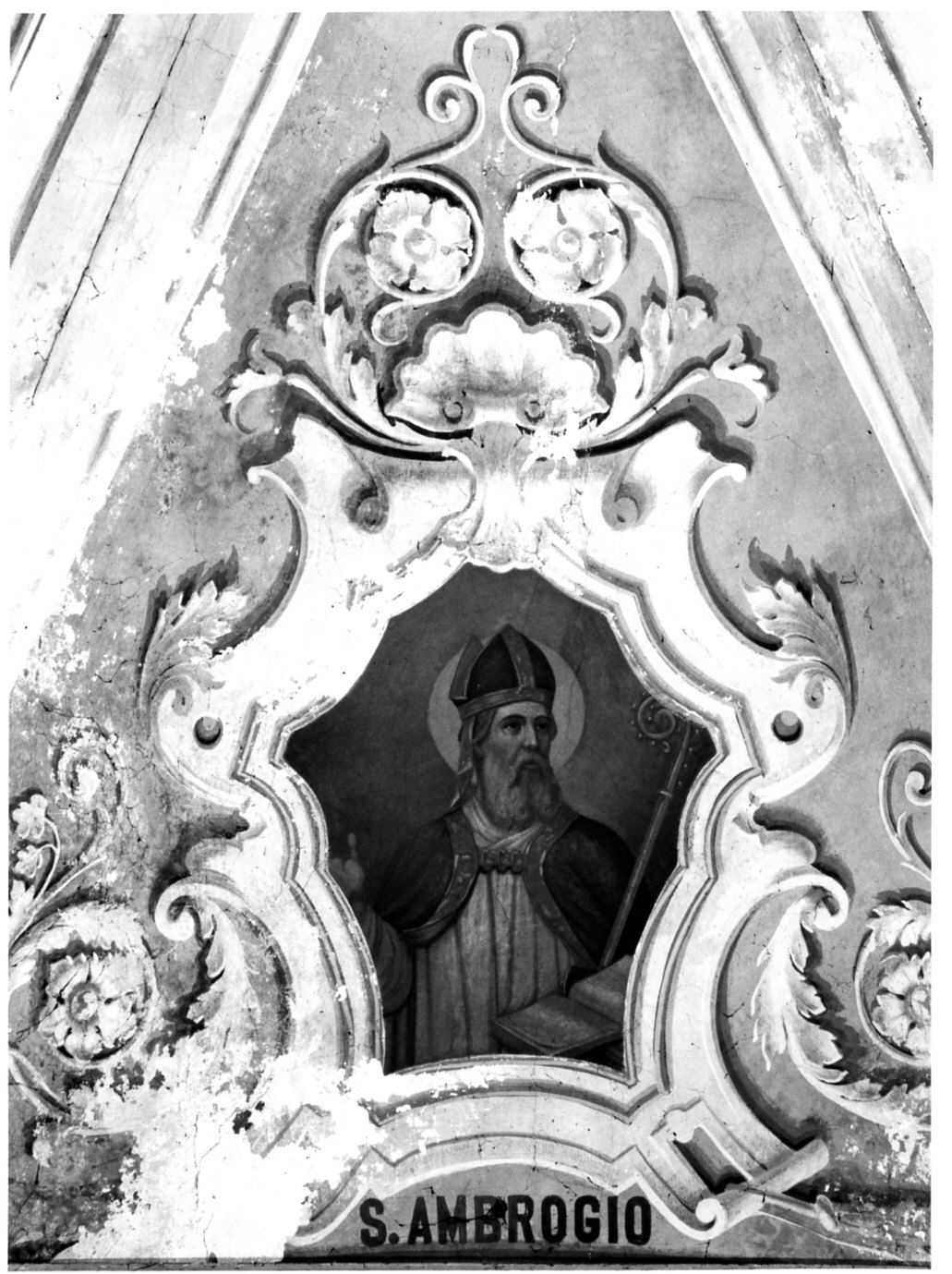Sant'Ambrogio (dipinto murale, elemento d'insieme) - ambito italiano (fine/inizio secc. XIX/ XX)