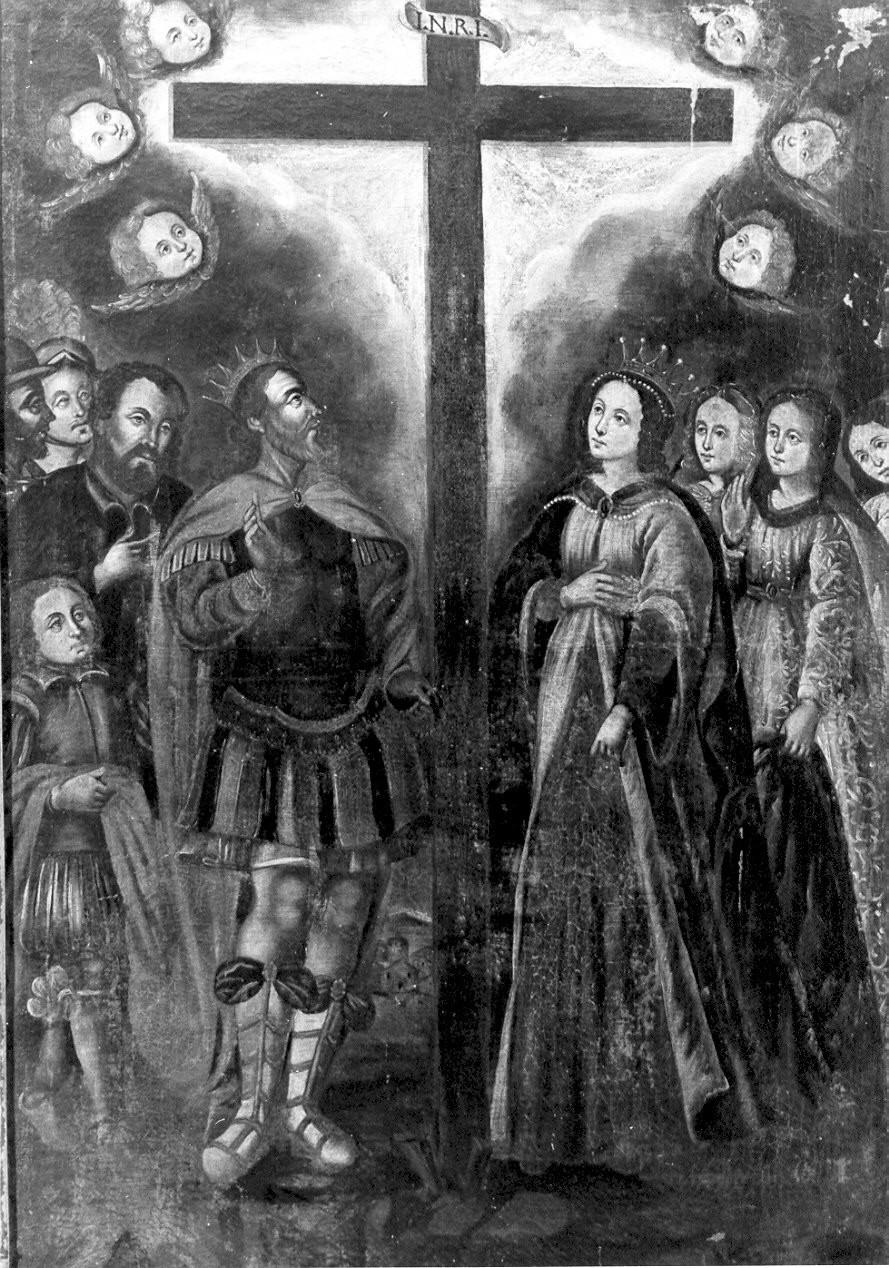 Costantino e Elena davanti alla croce (dipinto, opera isolata) - ambito lombardo (sec. XVII)