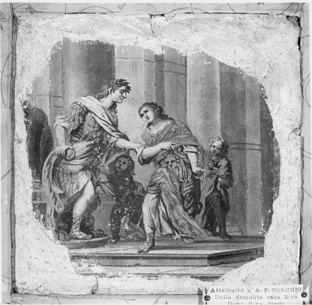 Giudizio di Salomone (dipinto murale staccato, frammento) di Torchio Francesco (attribuito) (fine sec. XVIII)